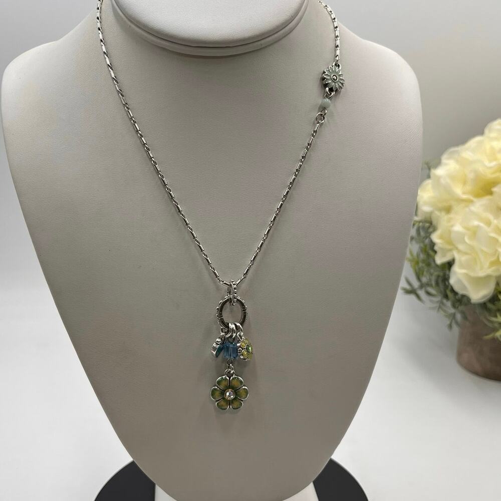 Brighton Collection COTE D'Azur Blue Flower Crystal Charm Necklace Retired